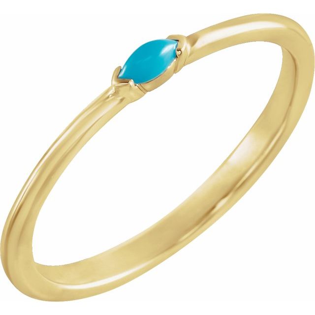 14K Yellow Natural Turquoise Stackable Ring