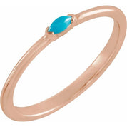 14K Rose Natural Turquoise Stackable Ring