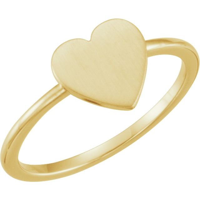 14K Yellow Be Posh? Engravable Heart Signet Ring