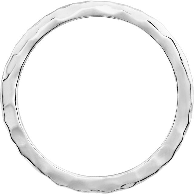 14K White 1.6 mm Hammered Stackable Ring Size 8