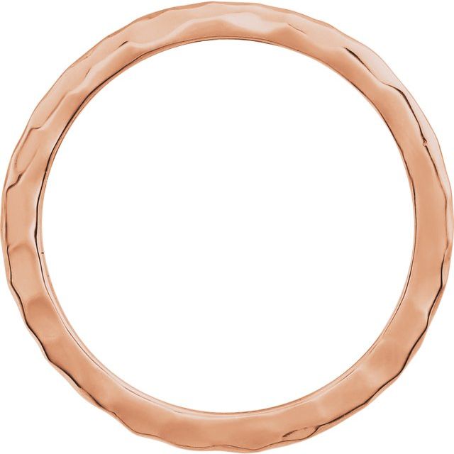 14K Rose 1.6 mm Hammered Stackable Ring Size 7