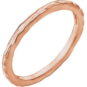 14K Rose 1.6 mm Hammered Stackable Ring Size 7