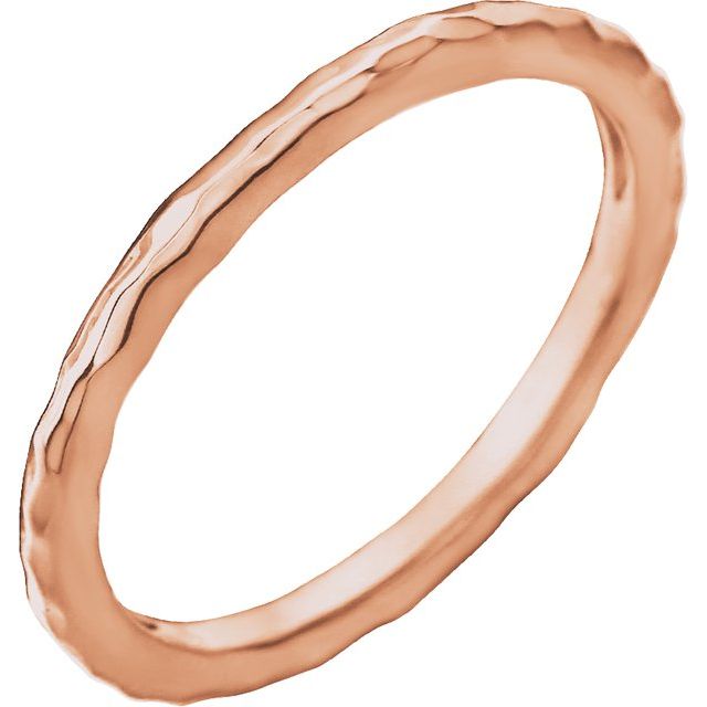 14K Rose 1.6 mm Hammered Stackable Ring Size 7