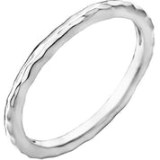 14K White 1.6 mm Hammered Stackable Ring Size 6