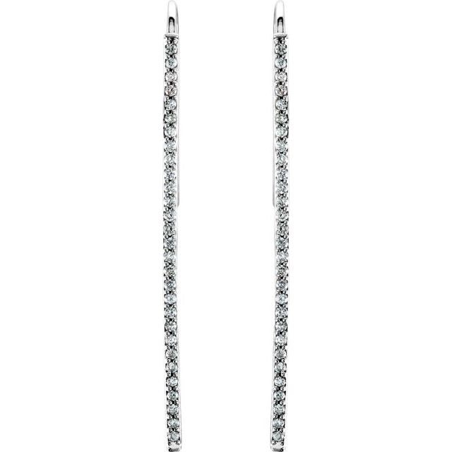 14K White 1/4 CTW Natural Diamond Vertical Bar Earrings