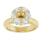 18K Yellow 5.2 mm Round 1 1/5 CTW Natural Diamond Semi-Set Engagement Ring