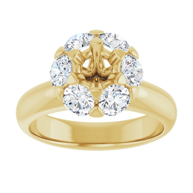 18K Yellow 5.2 mm Round 1 1/5 CTW Natural Diamond Semi-Set Engagement Ring