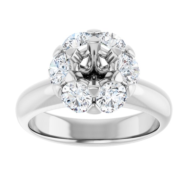 Platinum 5.2 mm Round 1 1/5 CTW Natural Diamond Semi-Set Engagement Ring