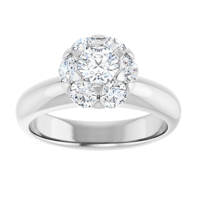 14K White Round Natural Diamond Natural Diamond