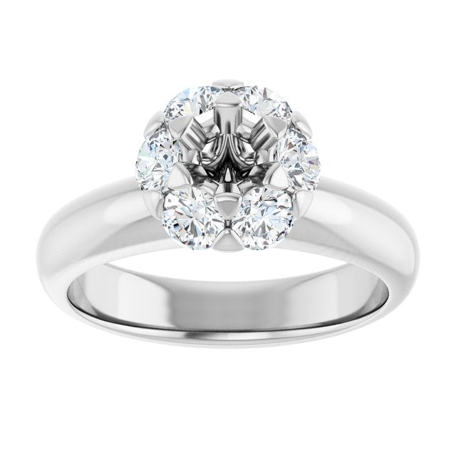 Continuum Sterling Silver 4.5 mm Round 3/4 CTW Natural Diamond Semi-Set Engagement Ring