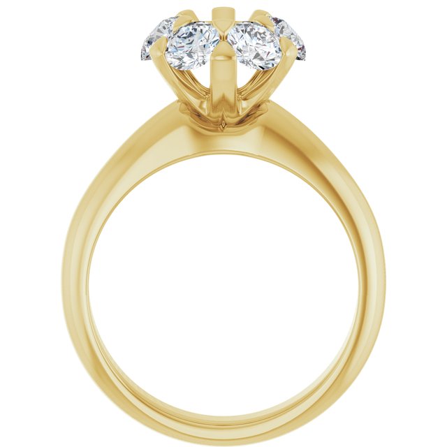18K Yellow 5.2 mm Round 1 1/5 CTW Natural Diamond Semi-Set Engagement Ring