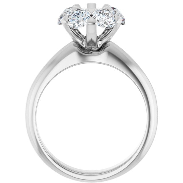 18K White 5.2 mm Round 1 3/8 CTW Natural Diamond Semi-Set Engagement Ring