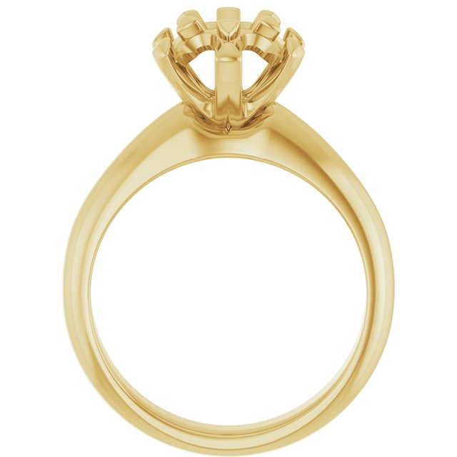 14K Yellow 5.2 mm Round 1 1/5 CTW Natural Diamond Semi-Set Engagement Ring