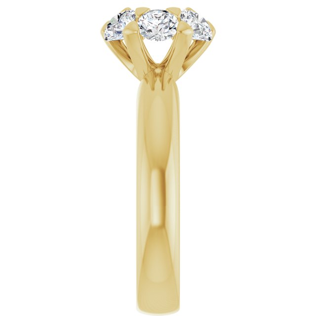 18K Yellow 5.2 mm Round 1 1/5 CTW Natural Diamond Semi-Set Engagement Ring