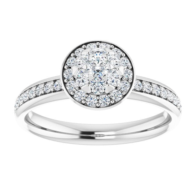 14K White 1/2 CTW Natural Diamond Engagement Ring