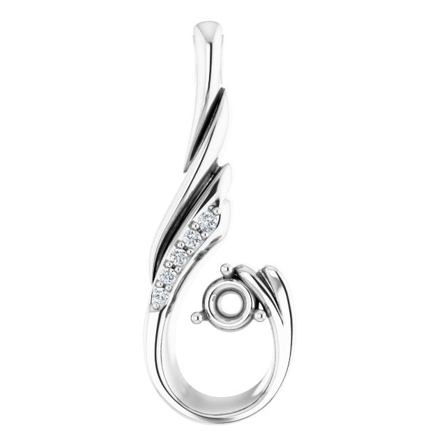 14K White Gold 3 mm Round .02 CTW Natural Diamond Semi-Set Pendant