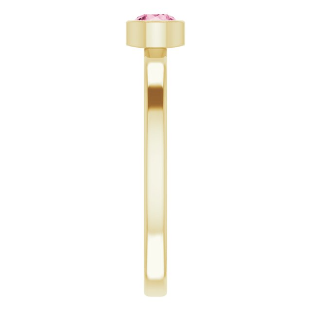 14K Yellow 4 mm Natural Pink Tourmaline Ring