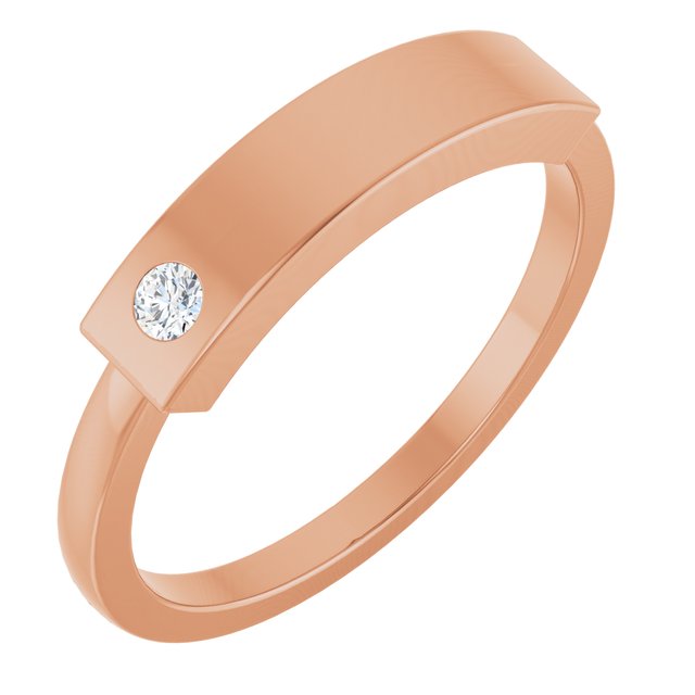 14K Rose .03 CT Natural Diamond Stackable Family Ring