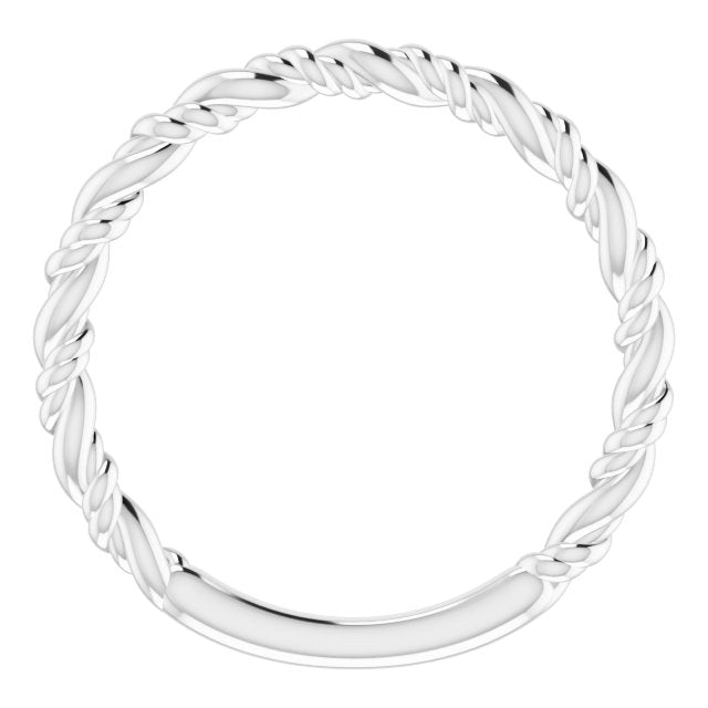 14K White Stackable Rope Ring