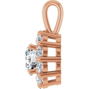 14K Rose 1 CTW Lab-Grown Diamond Halo-Style Pendant