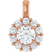 14K Rose 1 CTW Lab-Grown Diamond Halo-Style Pendant