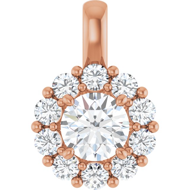 14K Rose 1 CTW Lab-Grown Diamond Halo-Style Pendant