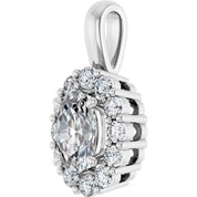 14K White 3/4 CTW Lab-Grown Diamond Halo-Style Pendant
