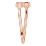 14K Rose Lab-Grown Ruby Two-Stone Ring