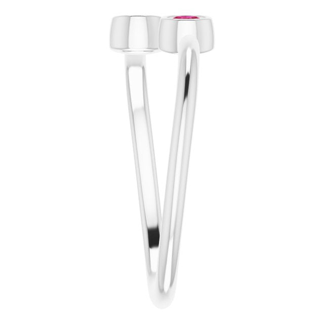 14K White Lab-Grown Ruby Two-Stone Ring