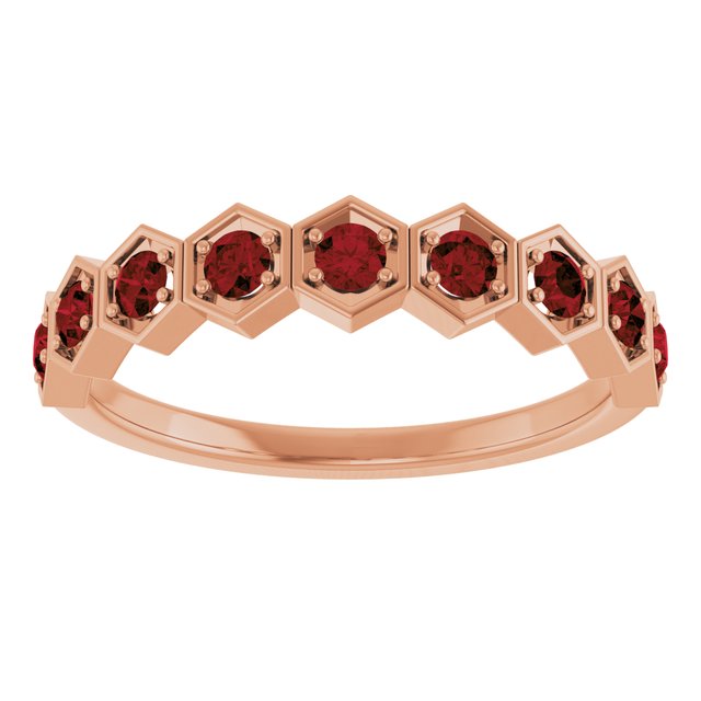 14K Rose Natural Mozambique Garnet Stackable Ring