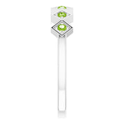 Platinum Natural Peridot Stackable Ring