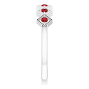 14K White Natural Mozambique Garnet Stackable Ring