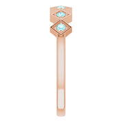 14K Rose Natural Blue Zircon Stackable Ring