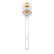 Platinum Natural Citrine Stackable Ring
