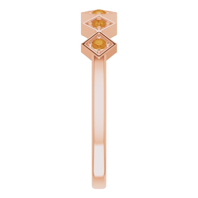 14K Rose Natural Citrine Stackable Ring