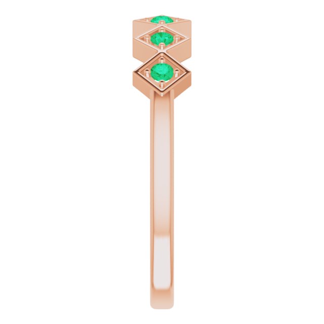 14K Rose Lab-Grown Emerald Stackable Ring