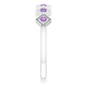 Sterling Silver Natural Amethyst Stackable Ring