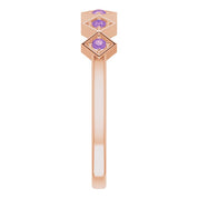 14K Rose Natural Amethyst Stackable Ring