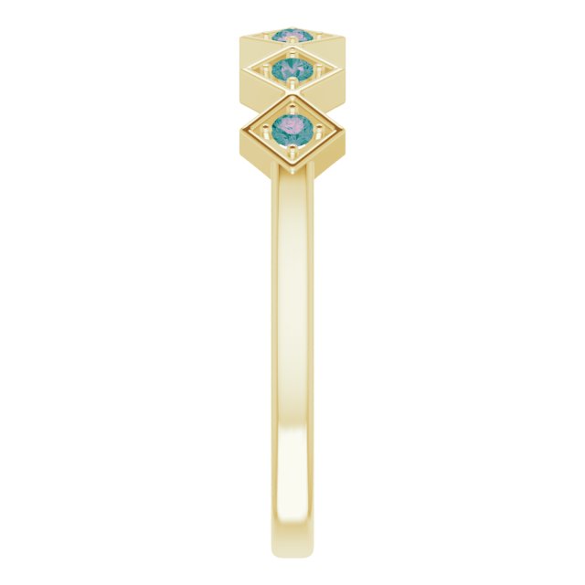 14K Yellow Natural Alexandrite Stackable Ring