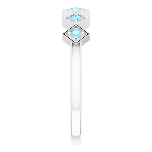 Platinum Natural Aquamarine Stackable Ring