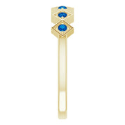 14K Yellow Natural Blue Sapphire Stackable Ring