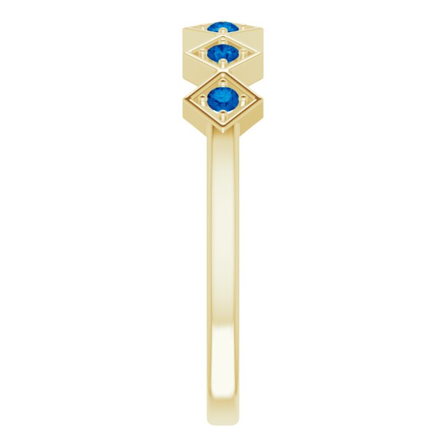 14K Yellow Natural Blue Sapphire Stackable Ring