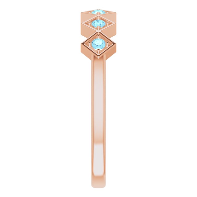14K Rose Natural Aquamarine Stackable Ring