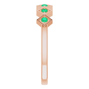 14K Rose Natural Emerald Stackable Ring