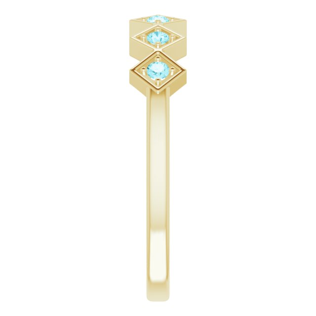 14K Yellow Natural Blue Zircon Stackable Ring