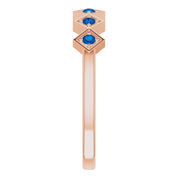 14K Rose Natural Blue Sapphire Stackable Ring