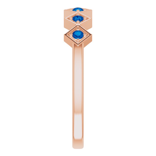 14K Rose Natural Blue Sapphire Stackable Ring