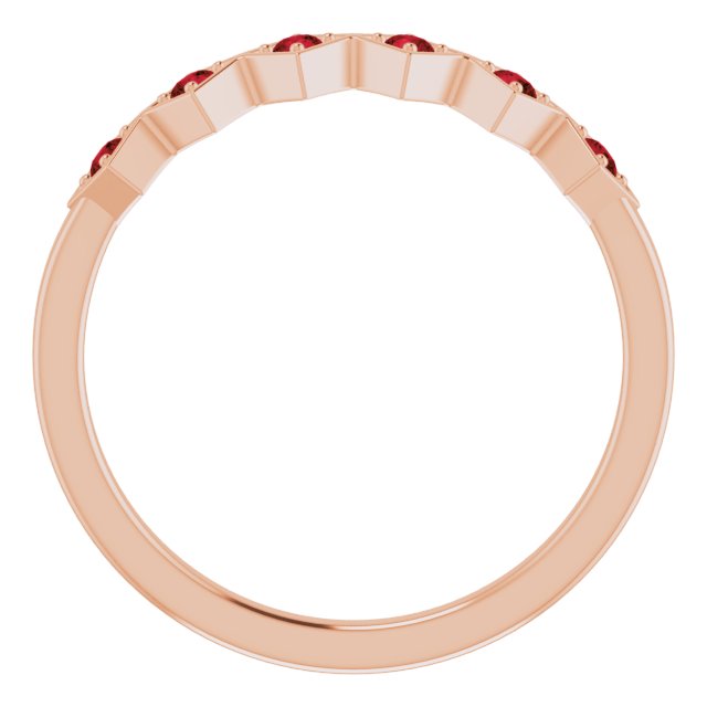 14K Rose Natural Mozambique Garnet Stackable Ring