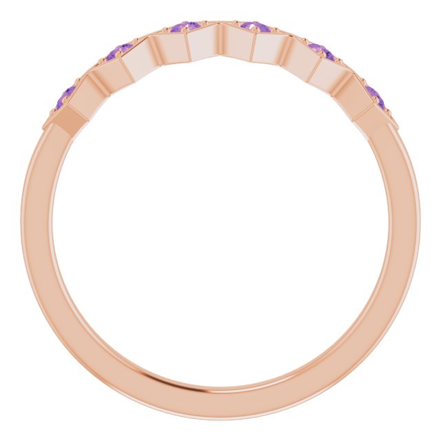 14K Rose Natural Amethyst Stackable Ring