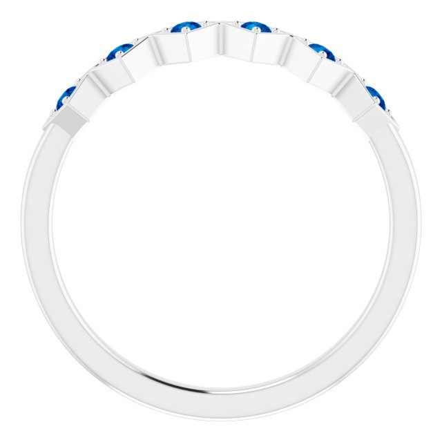 14K White Natural Blue Sapphire Stackable Ring